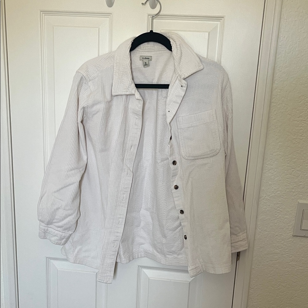LL Bean white/cream corduroy button up